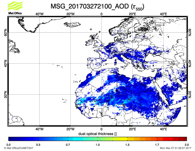 Aerosol Optical Depth - 2017-03-27 21:00