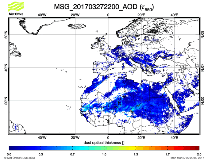 Aerosol Optical Depth - 2017-03-27 22:00