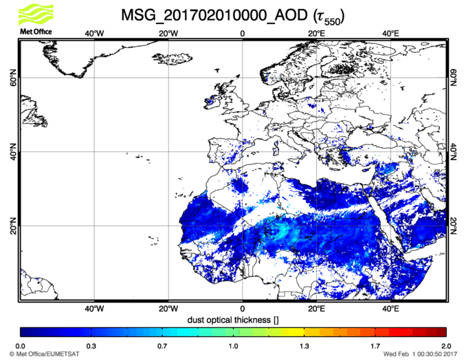 Aerosol Optical Depth - 2017-02-01 00:00