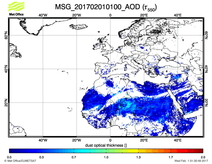 Aerosol Optical Depth - 2017-02-01 01:00