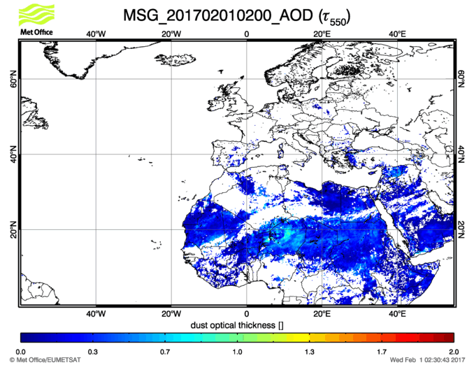 Aerosol Optical Depth - 2017-02-01 02:00