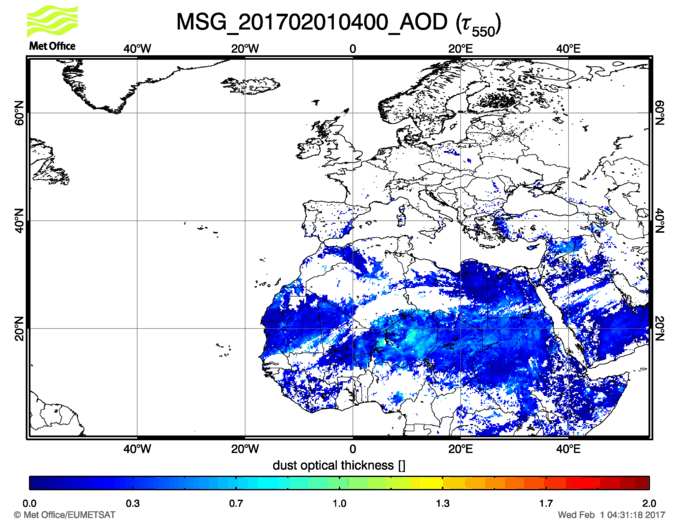 Aerosol Optical Depth - 2017-02-01 04:00