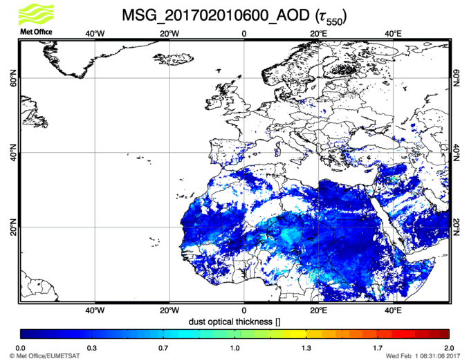 Aerosol Optical Depth - 2017-02-01 06:00