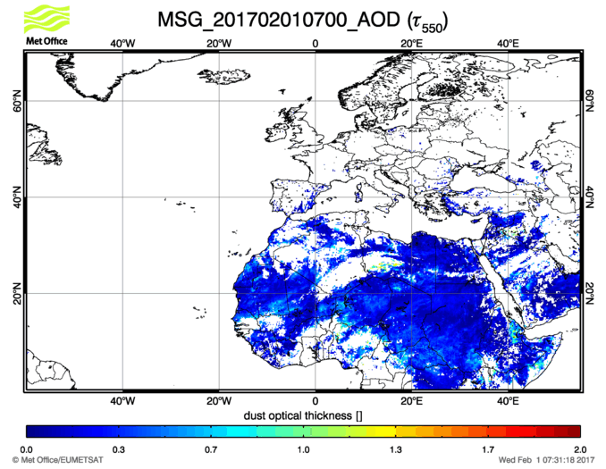 Aerosol Optical Depth - 2017-02-01 07:00