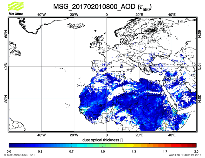 Aerosol Optical Depth - 2017-02-01 08:00