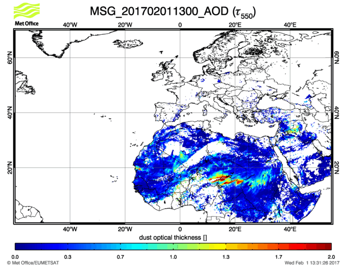 Aerosol Optical Depth - 2017-02-01 13:00