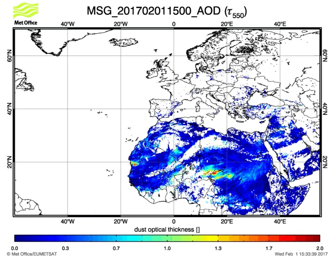 Aerosol Optical Depth - 2017-02-01 15:00