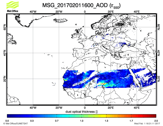 Aerosol Optical Depth - 2017-02-01 16:00