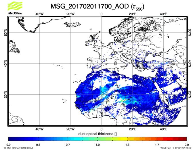 Aerosol Optical Depth - 2017-02-01 17:00