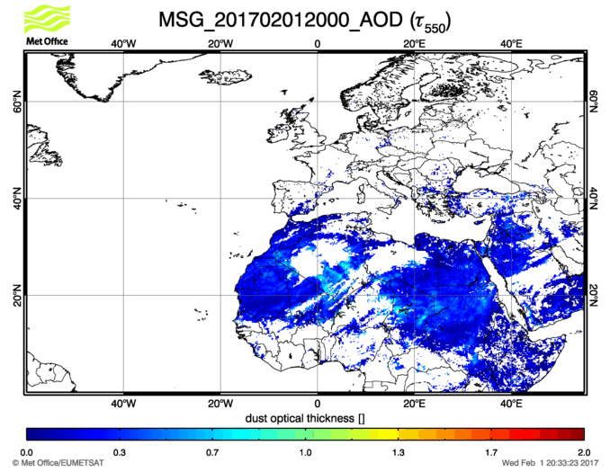 Aerosol Optical Depth - 2017-02-01 20:00