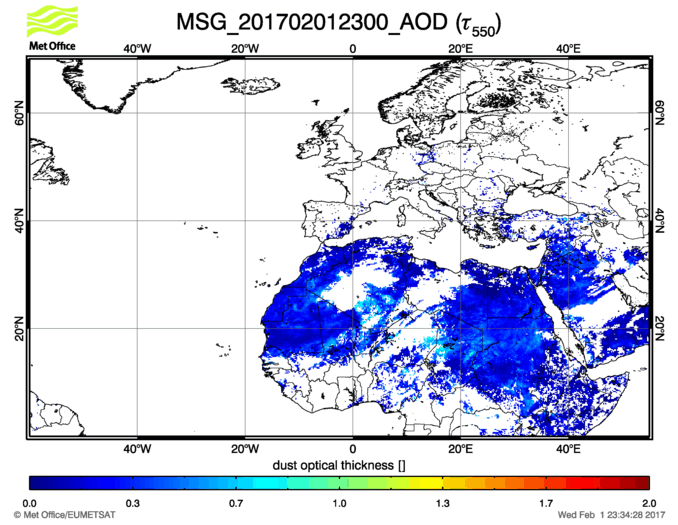 Aerosol Optical Depth - 2017-02-01 23:00