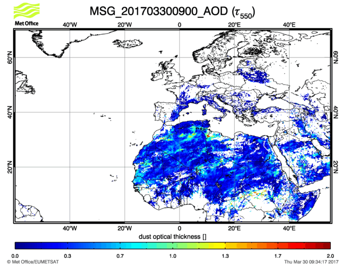 Aerosol Optical Depth - 2017-03-30 09:00