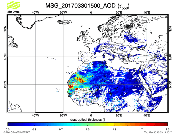 Aerosol Optical Depth - 2017-03-30 15:00