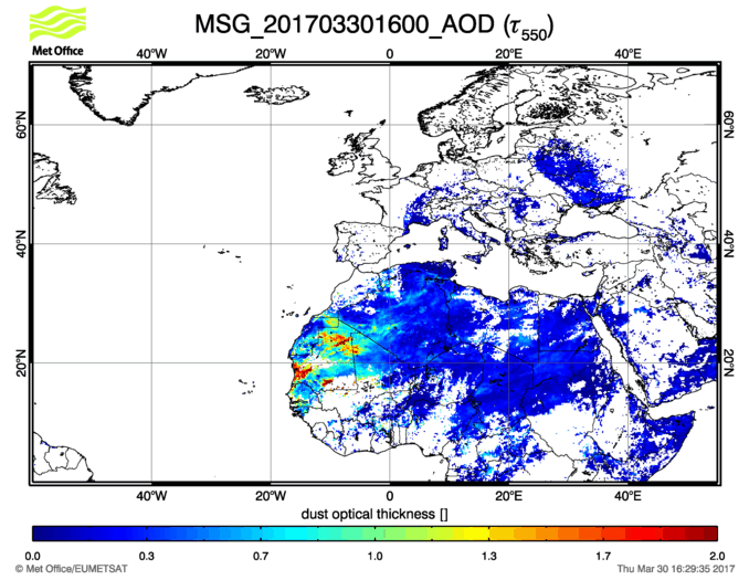 Aerosol Optical Depth - 2017-03-30 16:00