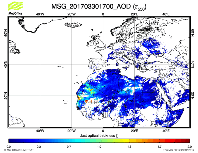 Aerosol Optical Depth - 2017-03-30 17:00