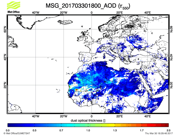 Aerosol Optical Depth - 2017-03-30 18:00