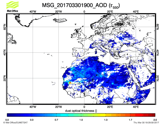 Aerosol Optical Depth - 2017-03-30 19:00