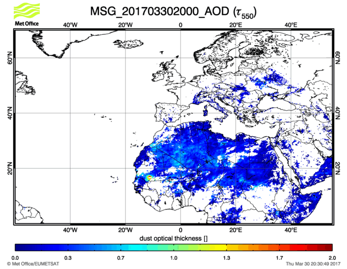 Aerosol Optical Depth - 2017-03-30 20:00