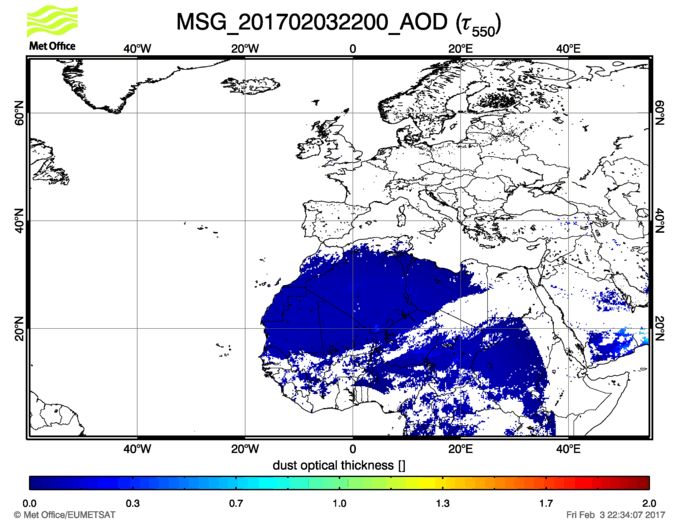 Aerosol Optical Depth - 2017-02-03 22:00