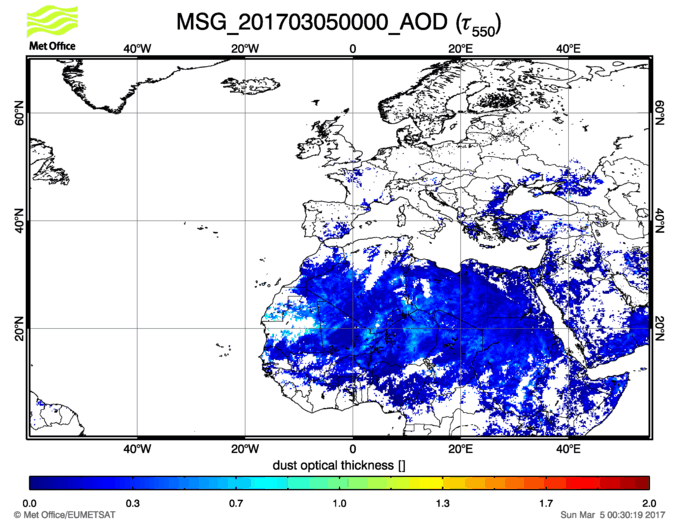 Aerosol Optical Depth - 2017-03-05 00:00