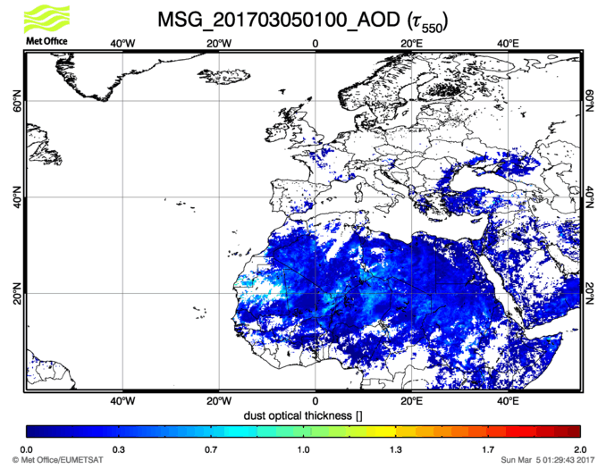 Aerosol Optical Depth - 2017-03-05 01:00