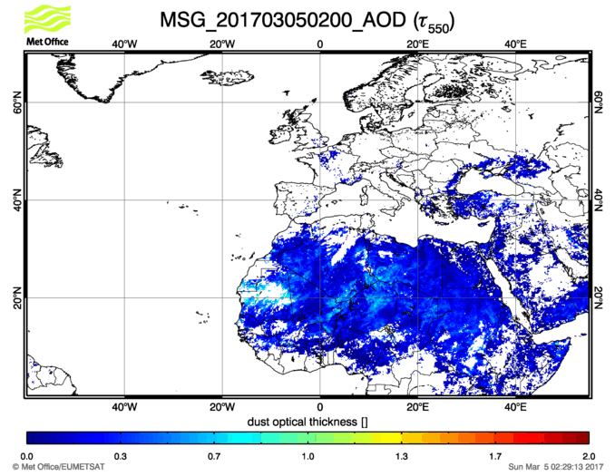 Aerosol Optical Depth - 2017-03-05 02:00