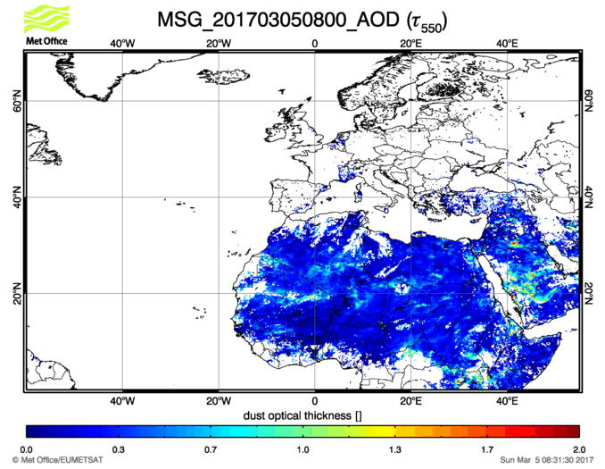 Aerosol Optical Depth - 2017-03-05 08:00