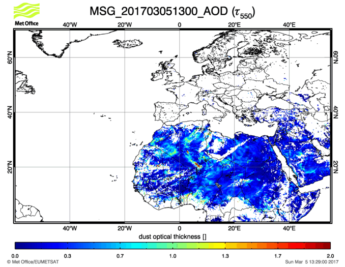 Aerosol Optical Depth - 2017-03-05 13:00