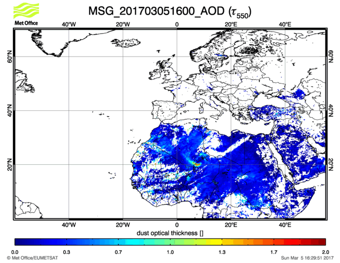 Aerosol Optical Depth - 2017-03-05 16:00