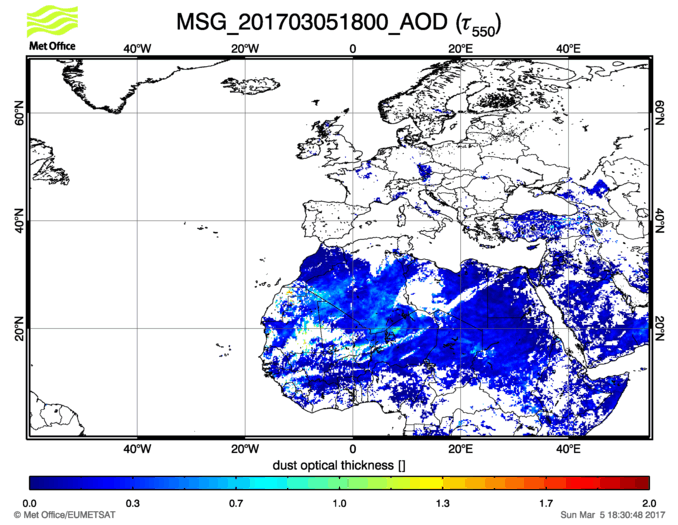 Aerosol Optical Depth - 2017-03-05 18:00