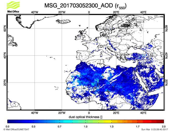 Aerosol Optical Depth - 2017-03-05 23:00