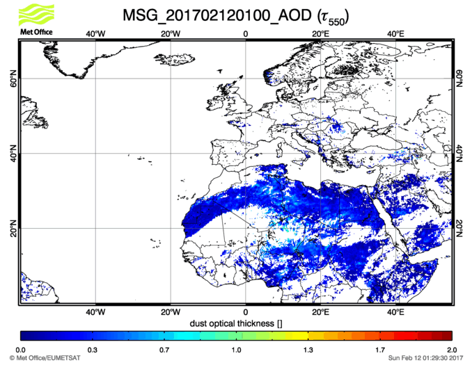 Aerosol Optical Depth - 2017-02-12 01:00