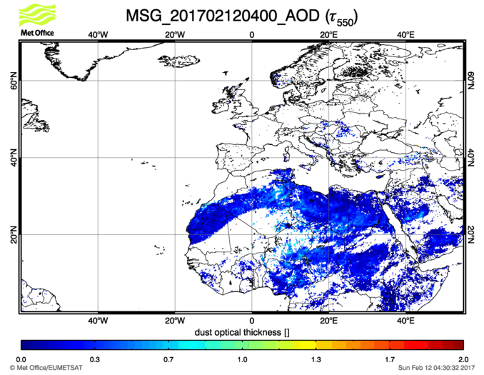 Aerosol Optical Depth - 2017-02-12 04:00