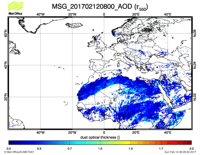 Aerosol Optical Depth - 2017-02-12 08:00