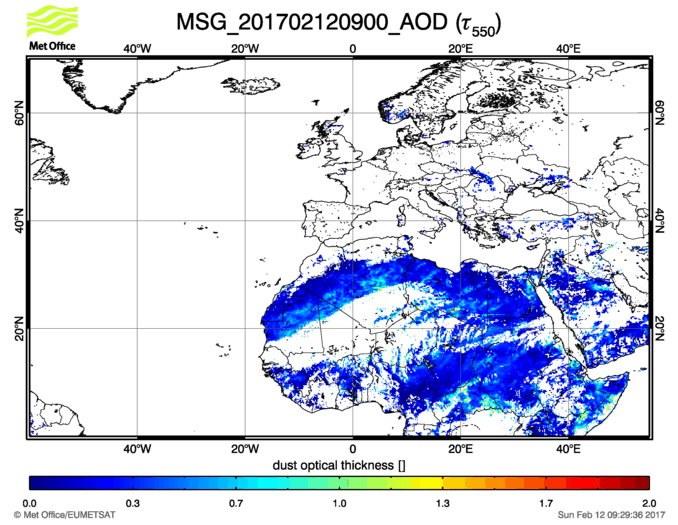 Aerosol Optical Depth - 2017-02-12 09:00