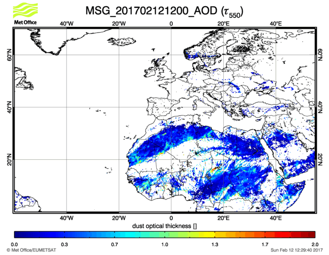 Aerosol Optical Depth - 2017-02-12 12:00