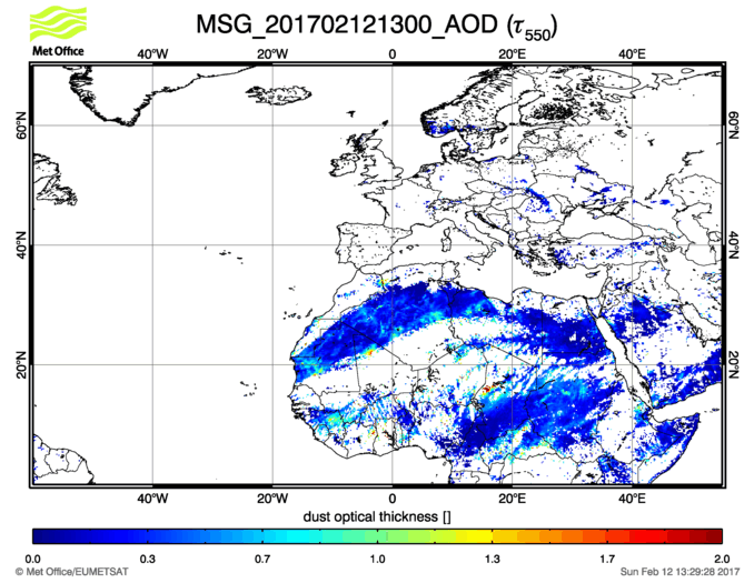 Aerosol Optical Depth - 2017-02-12 13:00