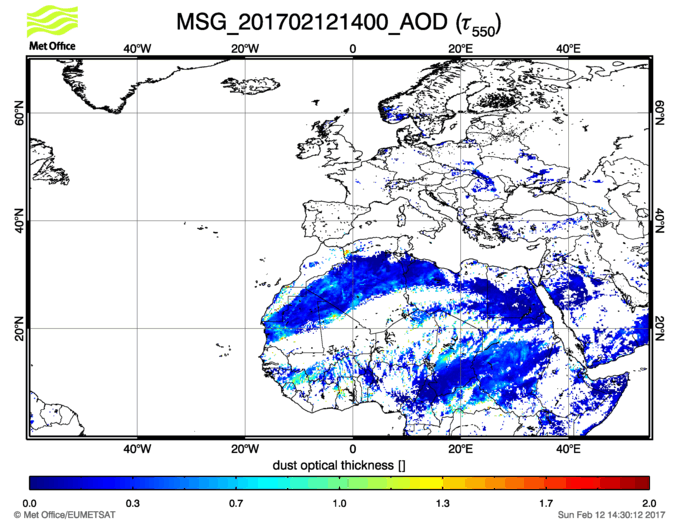 Aerosol Optical Depth - 2017-02-12 14:00