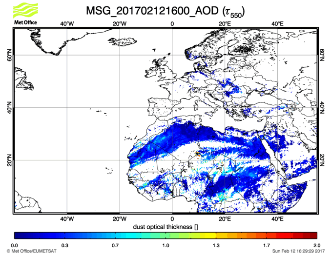 Aerosol Optical Depth - 2017-02-12 16:00