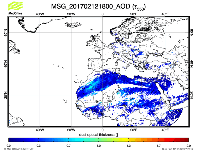 Aerosol Optical Depth - 2017-02-12 18:00