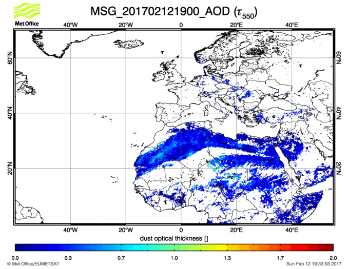 Aerosol Optical Depth - 2017-02-12 19:00