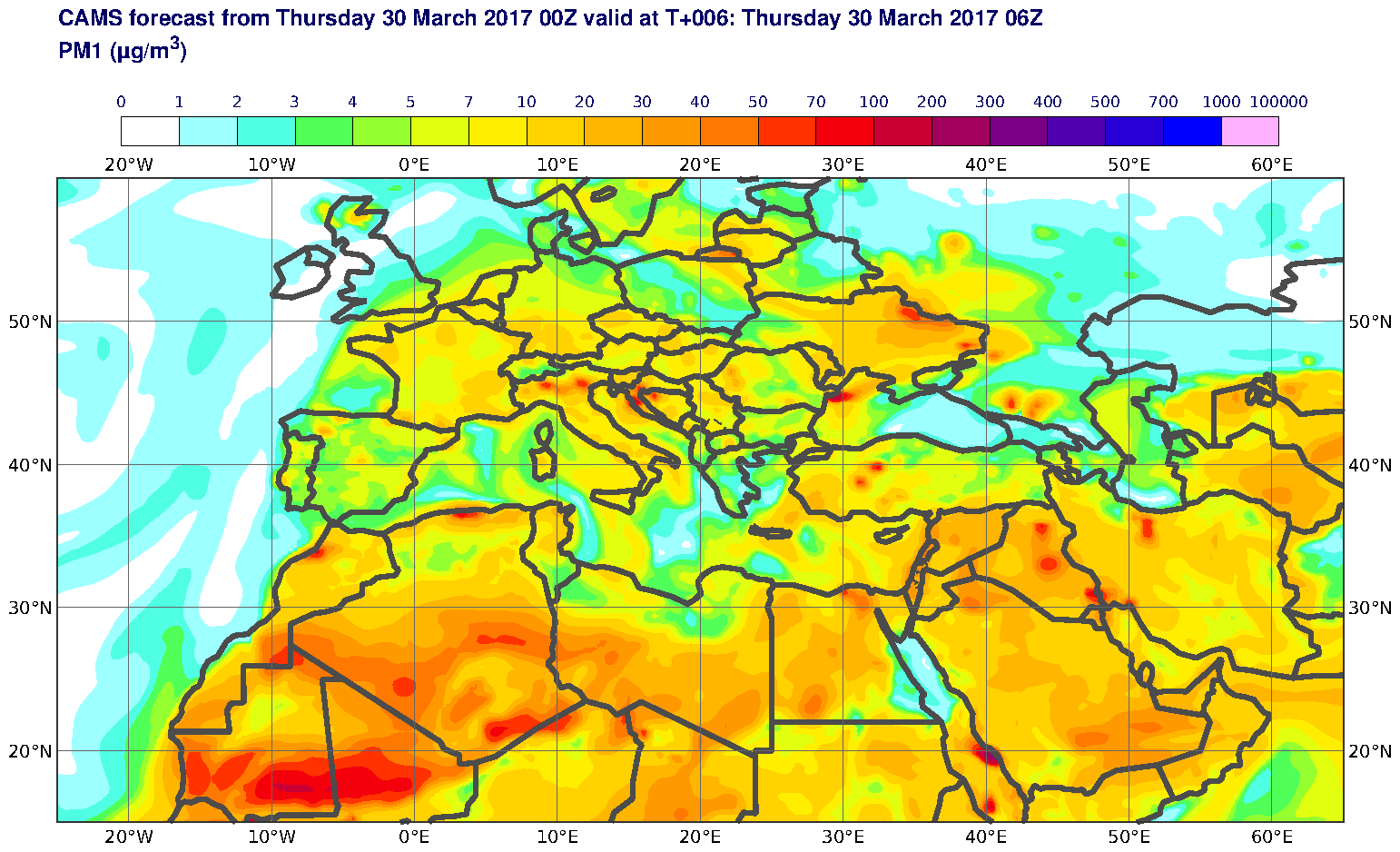 PM1 (μg/m3) valid at T6 - 2017-03-30 06:00