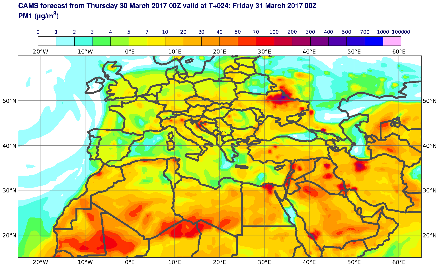 PM1 (μg/m3) valid at T24 - 2017-03-31 00:00