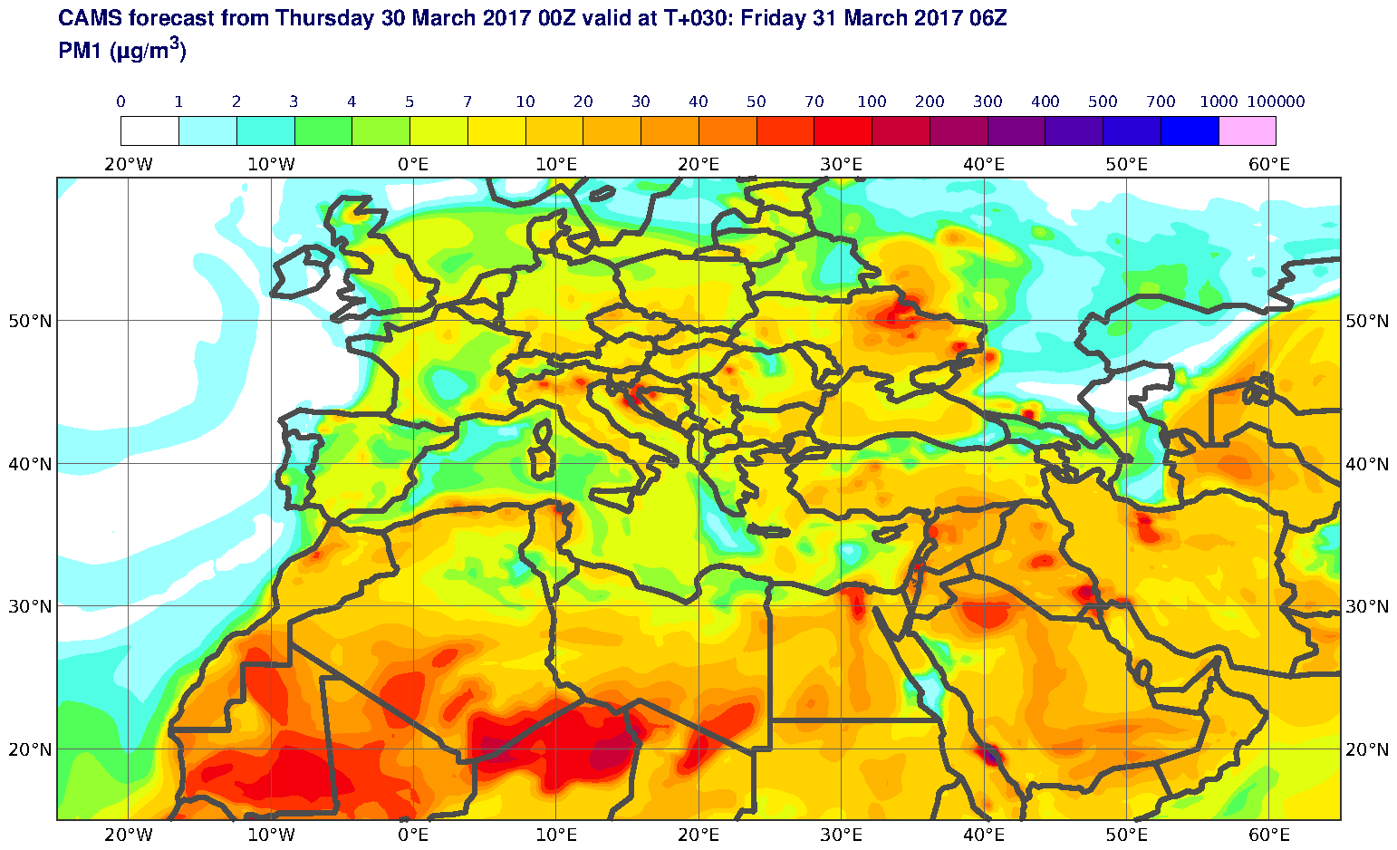 PM1 (μg/m3) valid at T30 - 2017-03-31 06:00