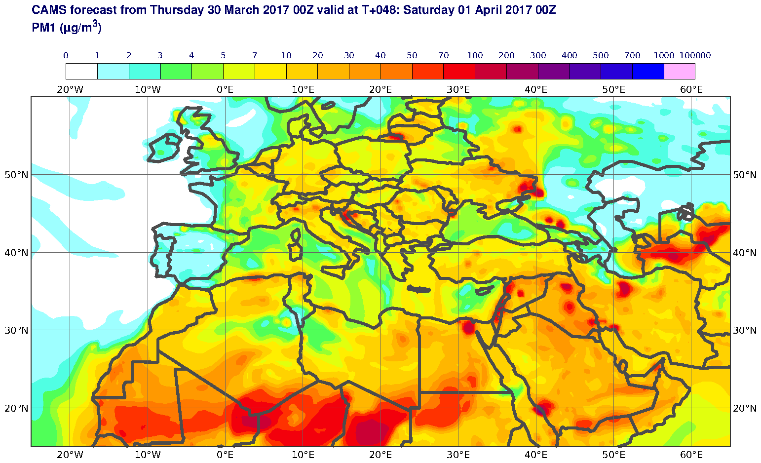 PM1 (μg/m3) valid at T48 - 2017-04-01 00:00