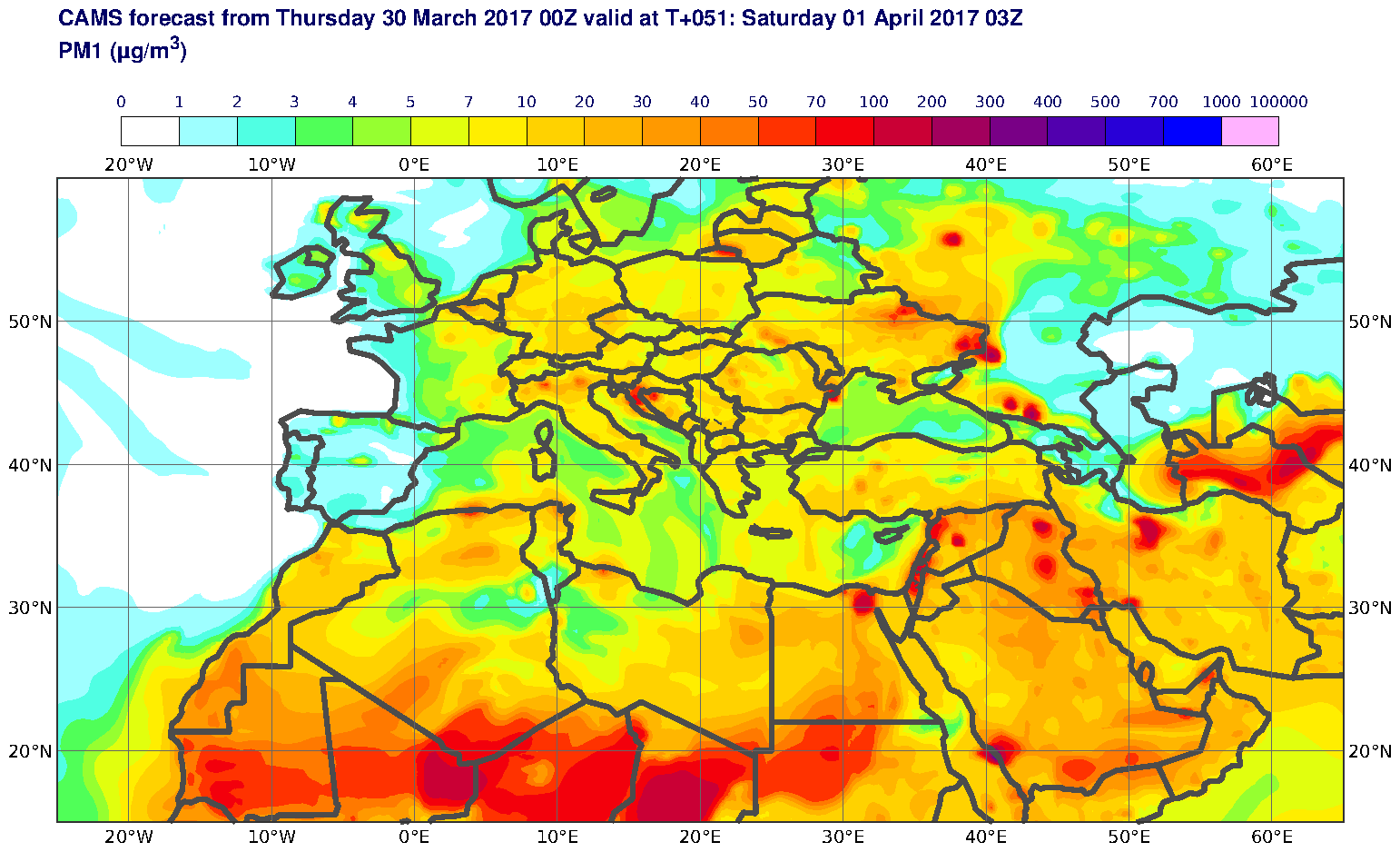 PM1 (μg/m3) valid at T51 - 2017-04-01 03:00