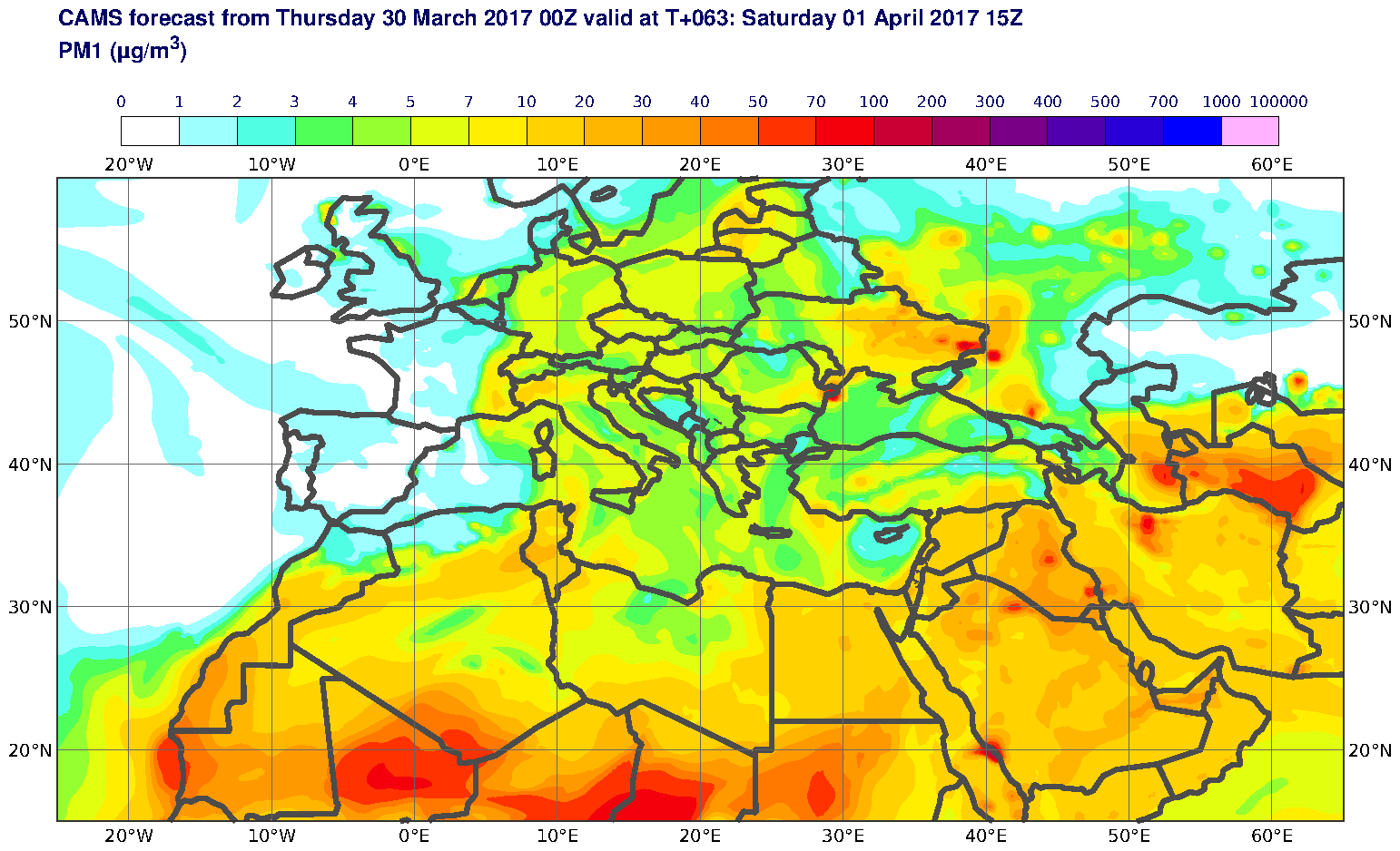 PM1 (μg/m3) valid at T63 - 2017-04-01 15:00