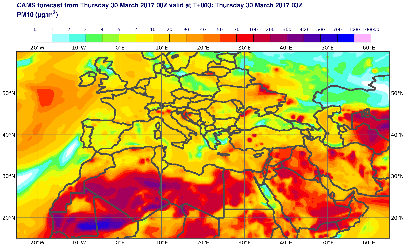 PM10 (μg/m3) valid at T3 - 2017-03-30 03:00