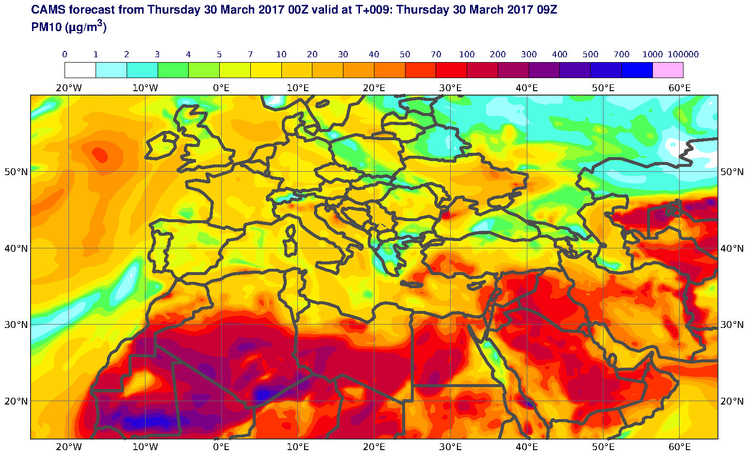 PM10 (μg/m3) valid at T9 - 2017-03-30 09:00