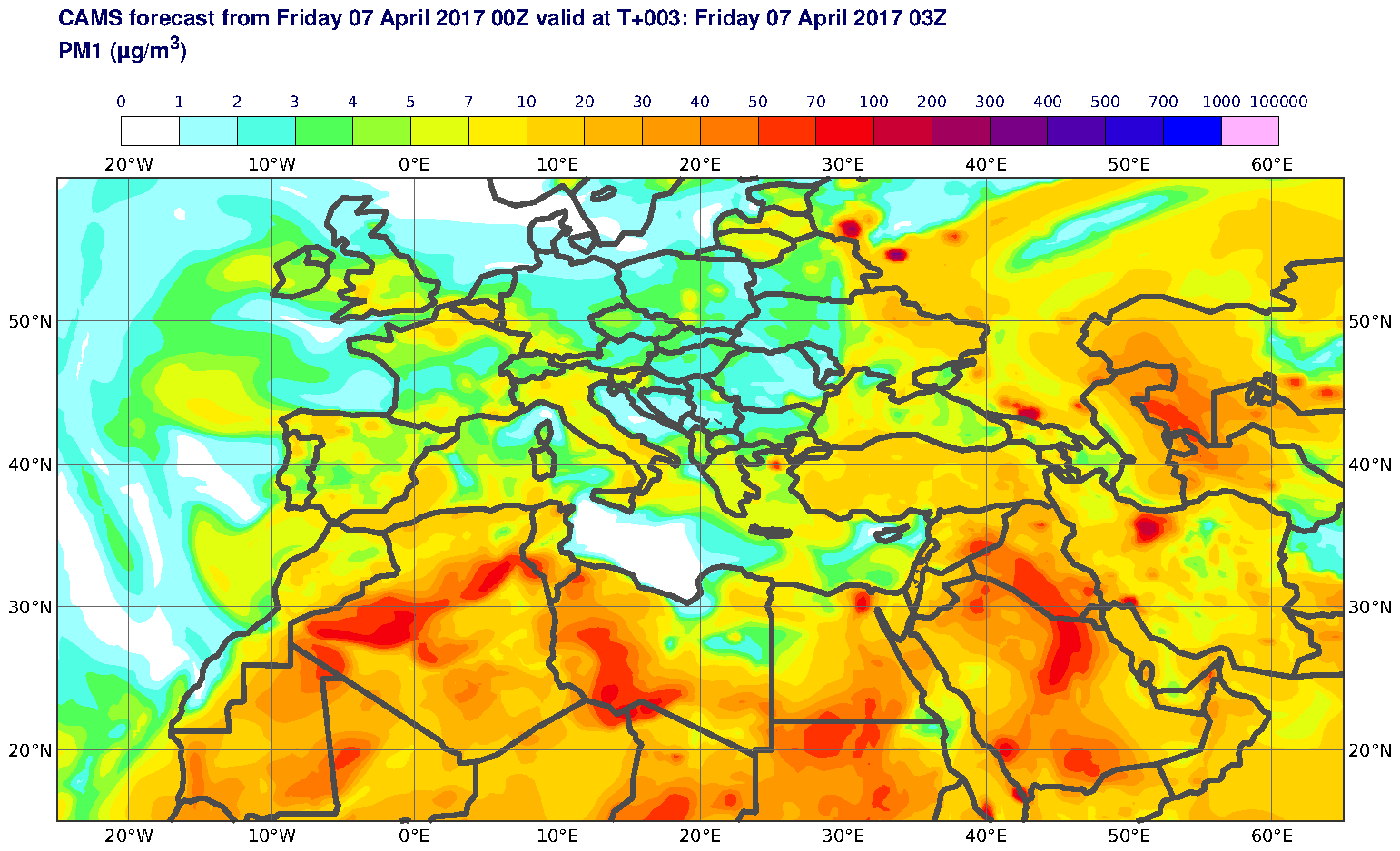 PM1 (μg/m3) valid at T3 - 2017-04-07 03:00